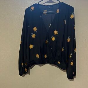 Madewell Bubble-Sleeve Wrap Top – Floating Florets Floral Print | Size L